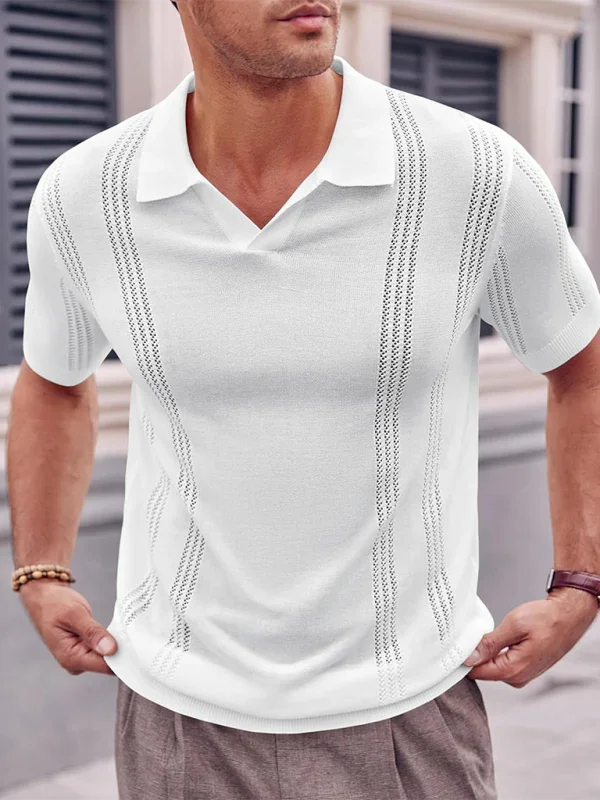 Men Short Sleeves Polo Shirt – Stretchable - White -Guocali