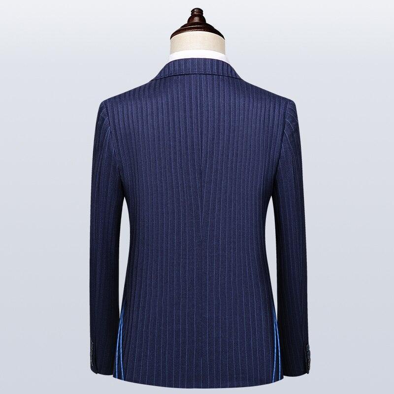 Men Suit - Blue Striped Double-Breasted Suit - 3-Piece Suit - Guocali