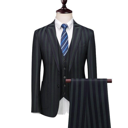 Men Suit - Caruso Striped 3-Piece Suit - 3-Piece Suit - Guocali