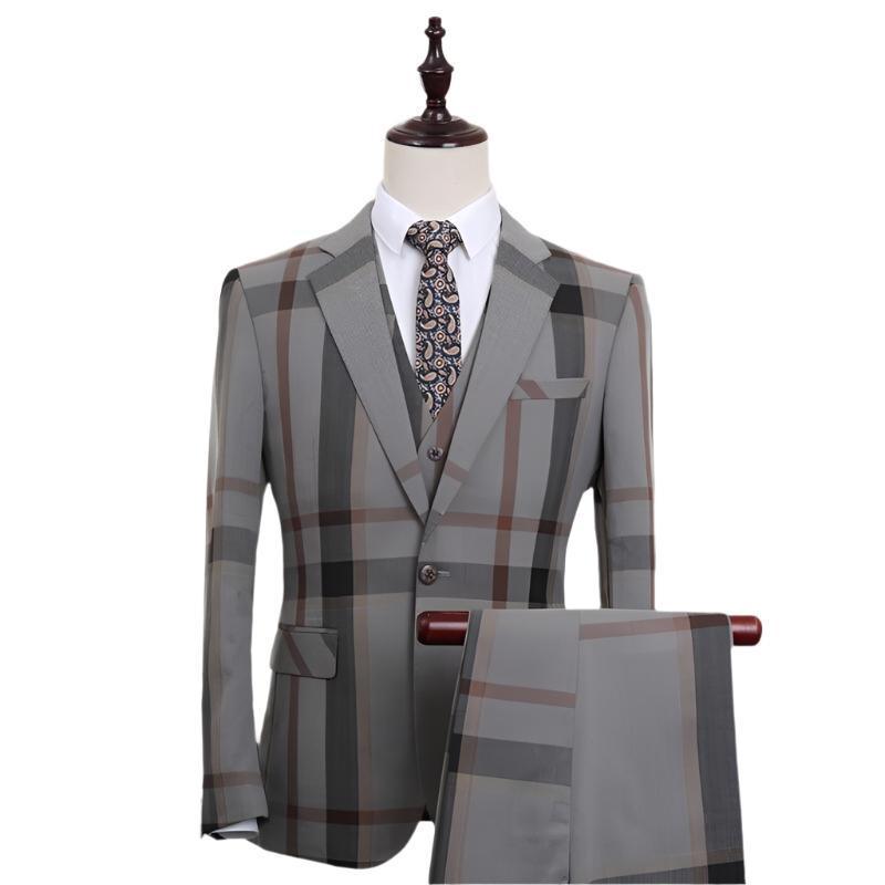 Men Suit - Georginio Plaid 3-Piece Suit - 3-Piece Suit - Guocali