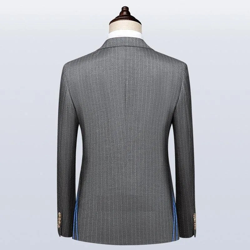 Elegant Men’s Suit - Striped Double-Breasted