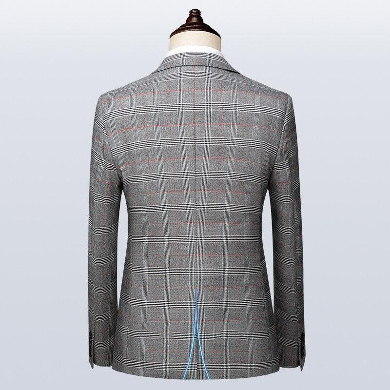 Men Suit - Rubinacci Plaid 3-Piece Suit - 3-Piece Suit - Guocali