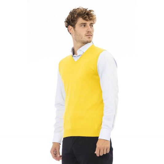 Men Sweater Vest - Lightweight - V-Neck Yellow -Guocali