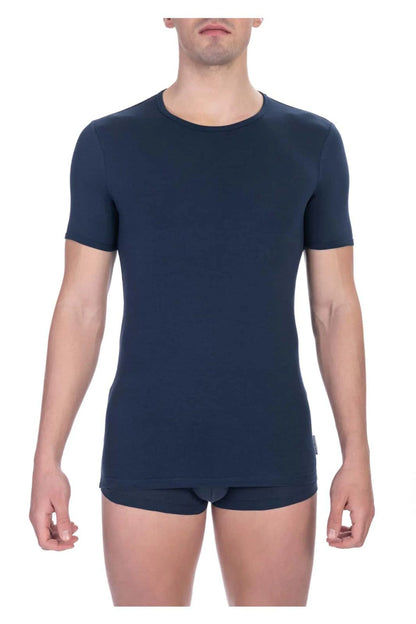 Men Underwear T-shirts - Stretchable - Short-Sleeves Navy -Guocali