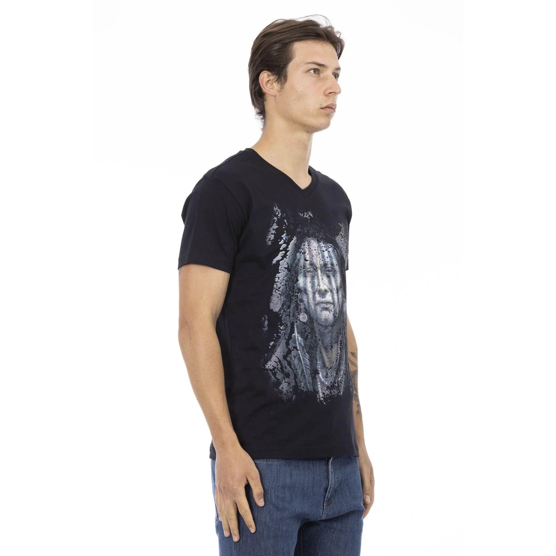 Men V-Neck Short-Sleeves T-Shirt – Breathable - Black -Guocali