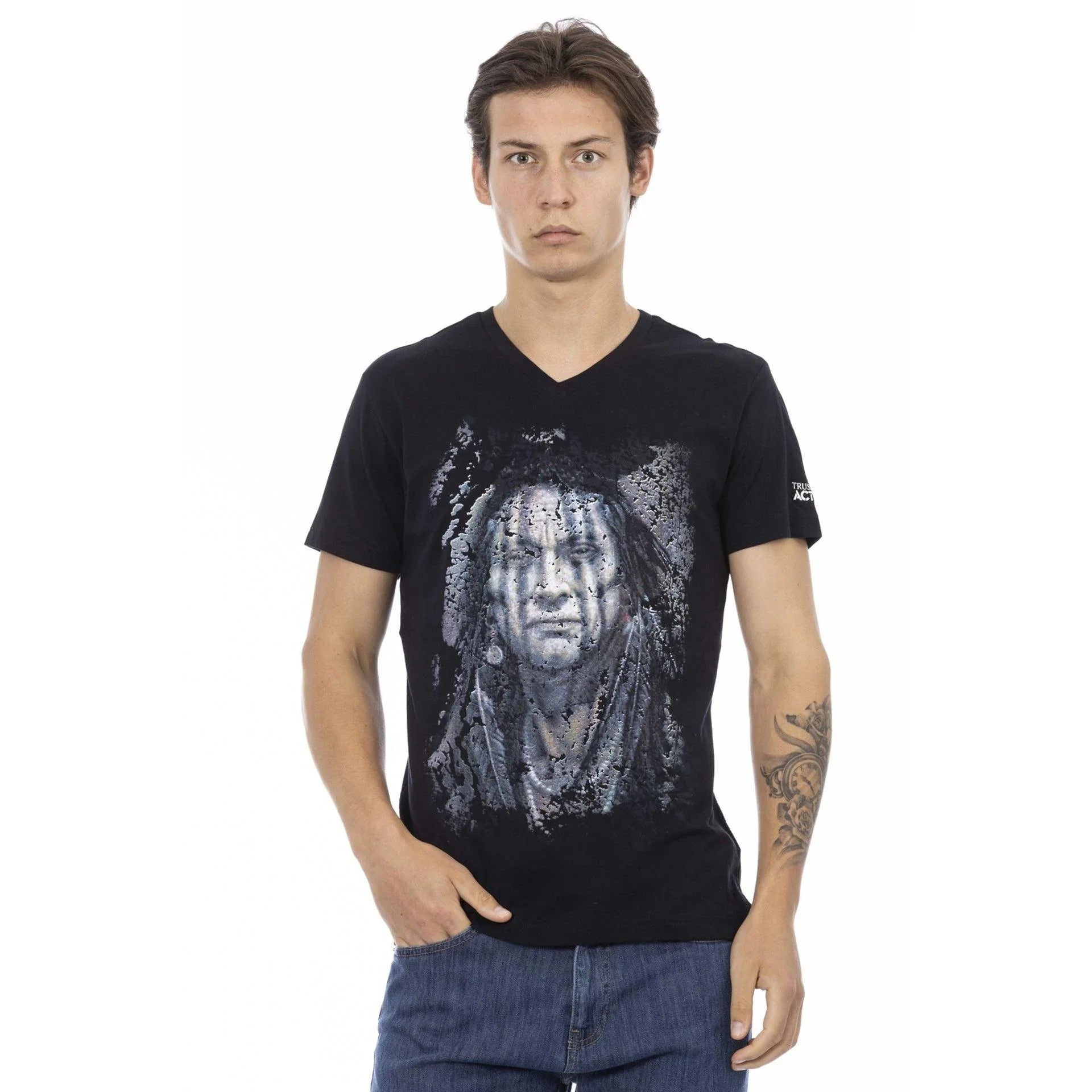 Men V-Neck Short-Sleeves T-Shirt – Breathable - Black -Guocali