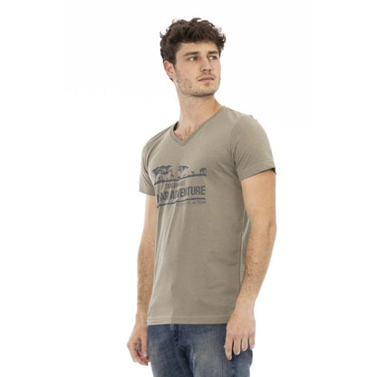 Men V-Neck Short-Sleeves T-Shirt – Breathable - Brown -Guocali