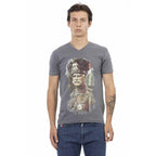 Men V-Neck Short-Sleeves T-Shirt – Breathable - Gray -Guocali