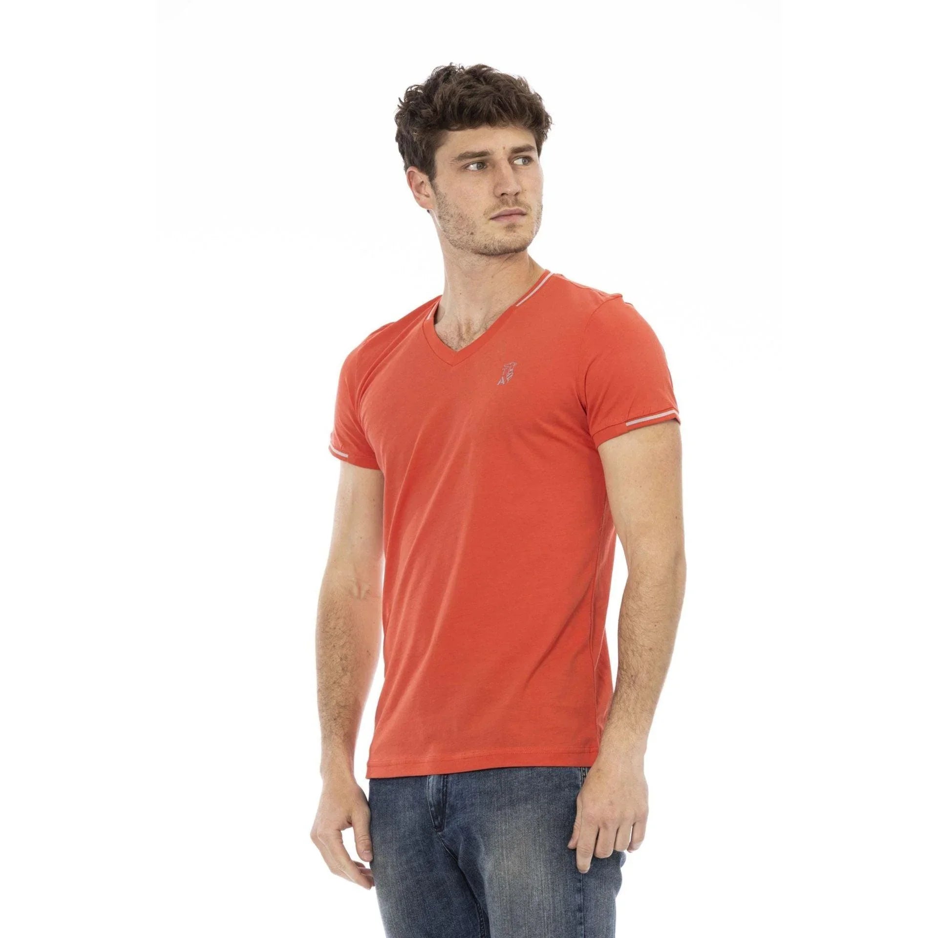 Men V-Neck Short-Sleeves T-Shirt – Breathable - Orange -Guocali