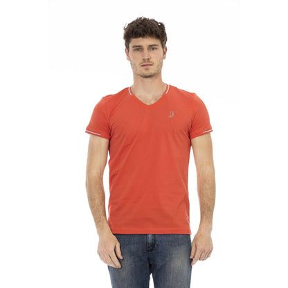 Men V-Neck Short-Sleeves T-Shirt – Breathable - Orange -Guocali