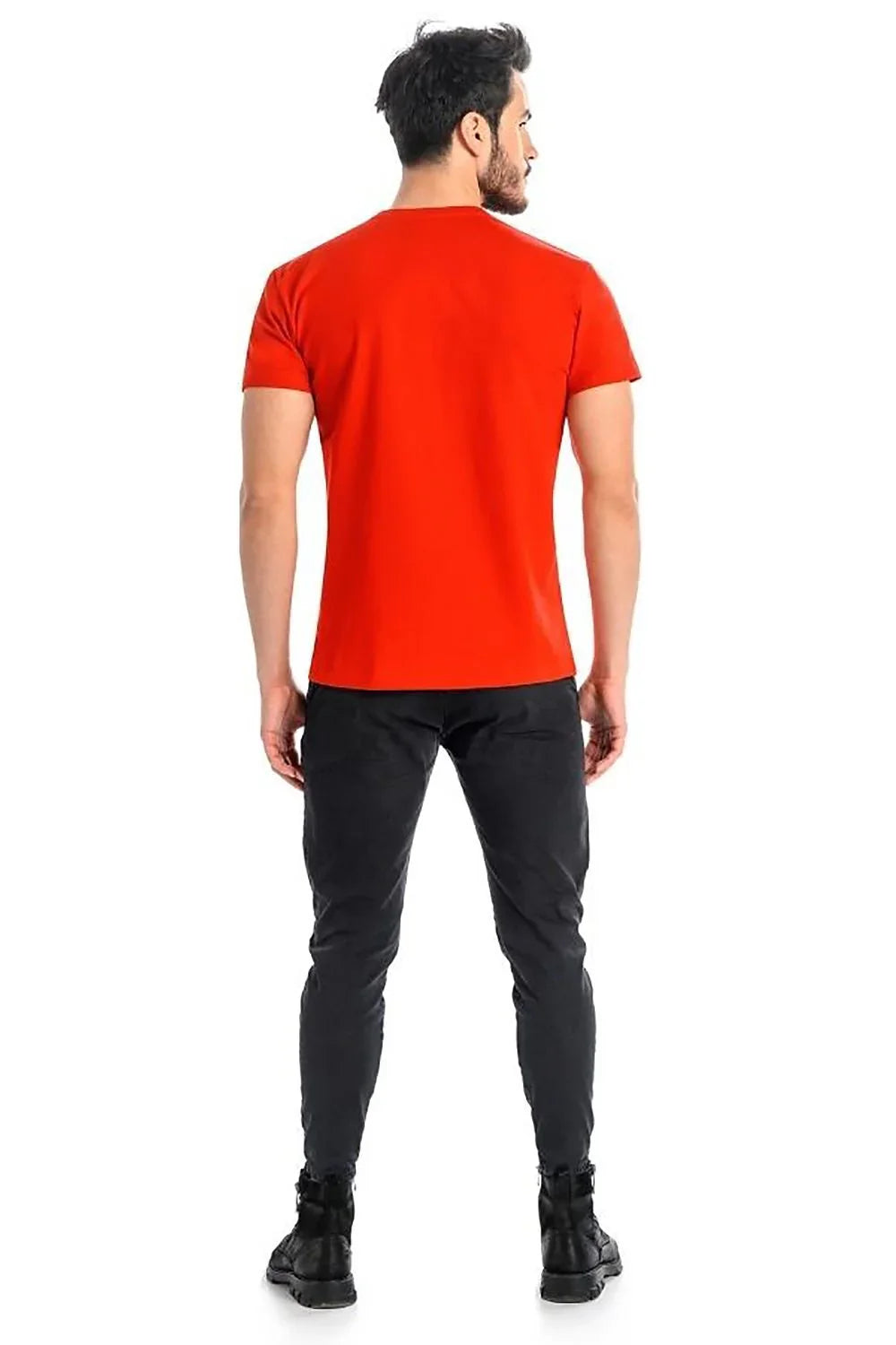 Men V-Neck Short-Sleeves T-Shirt – Breathable - Red -Guocali
