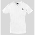 Men V-Neck Short-Sleeves T-Shirt – Stretchable - White -Guocali