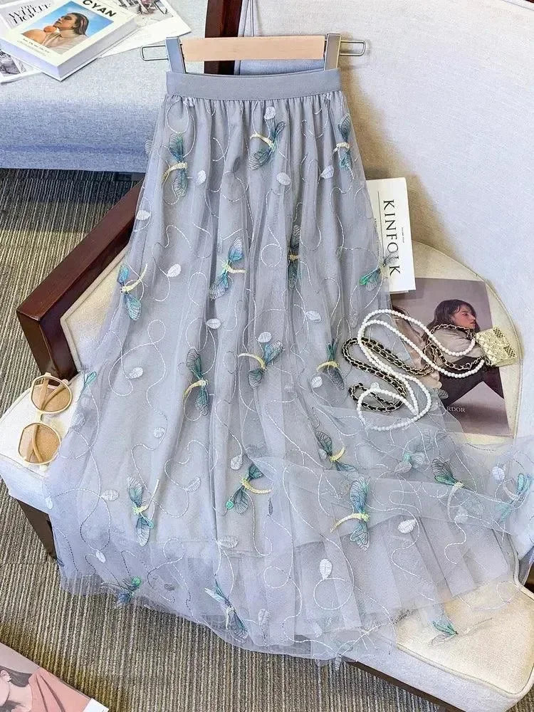 Mesh Skirt Fairy Style A-Line -Guocali