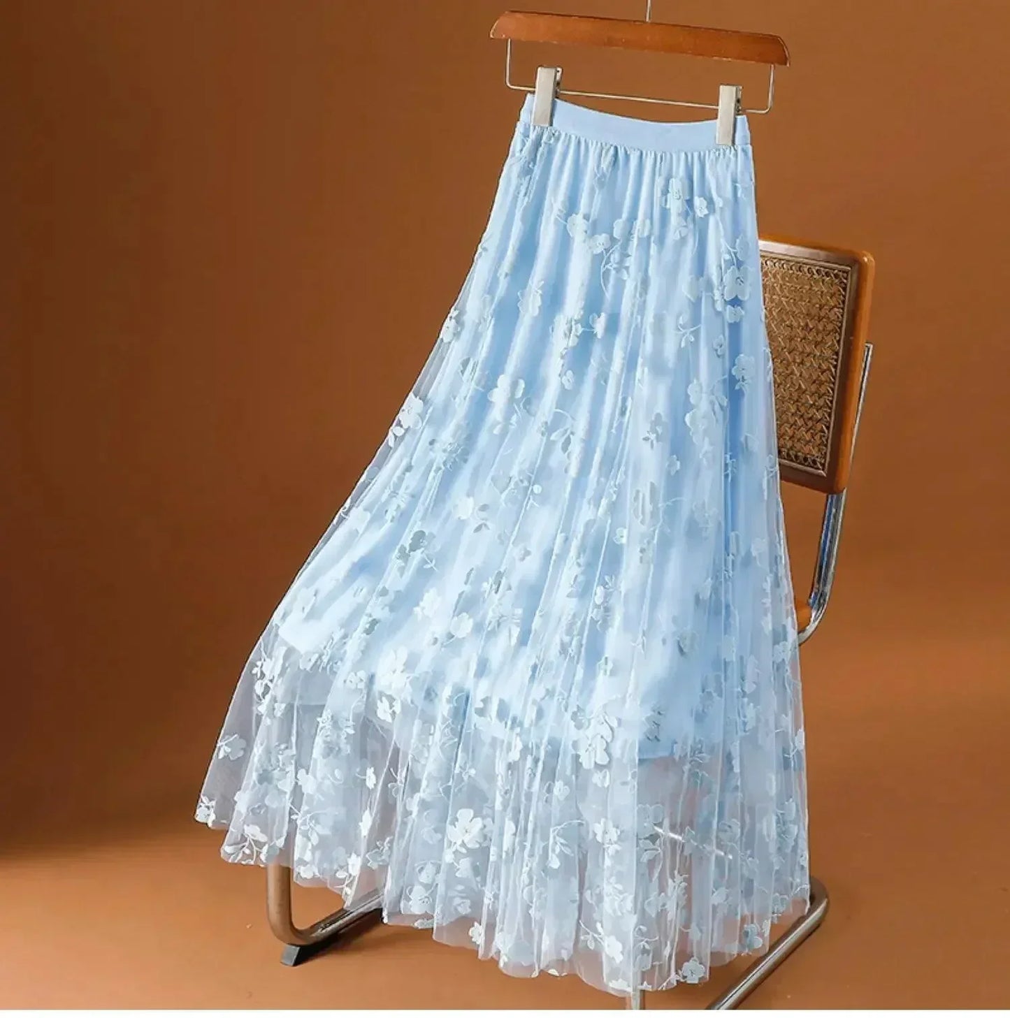 Mesh Skirt High Waisted A-Line -Guocali