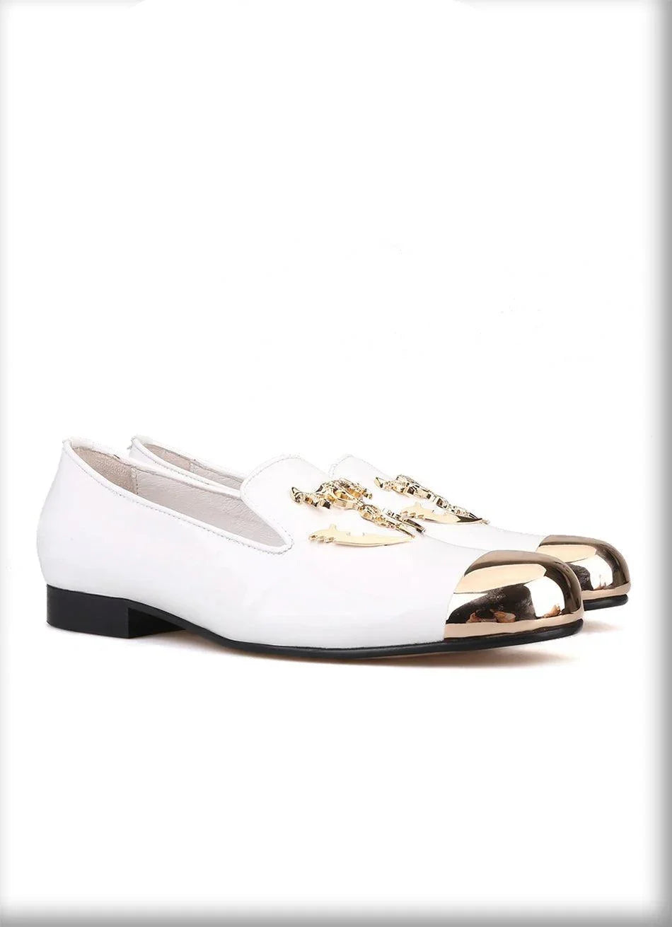 Metal Skull Buckle Men Loafers - Men Shoes -Guocali