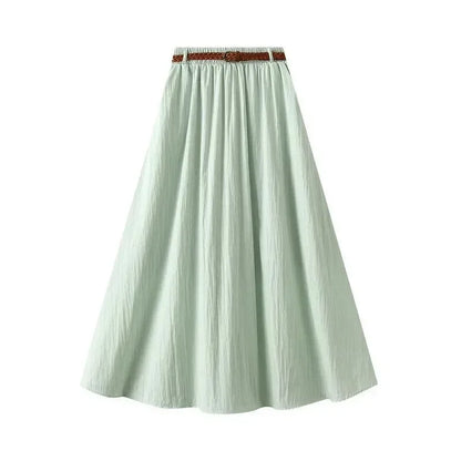 Minimalist A-Line Skirt with Belt -Guocali