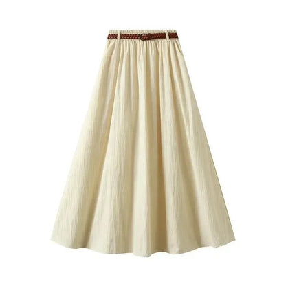 Minimalist A-Line Skirt with Belt -Guocali