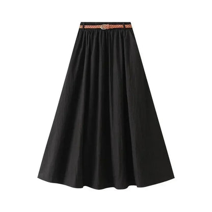 Minimalist A-Line Skirt with Belt -Guocali