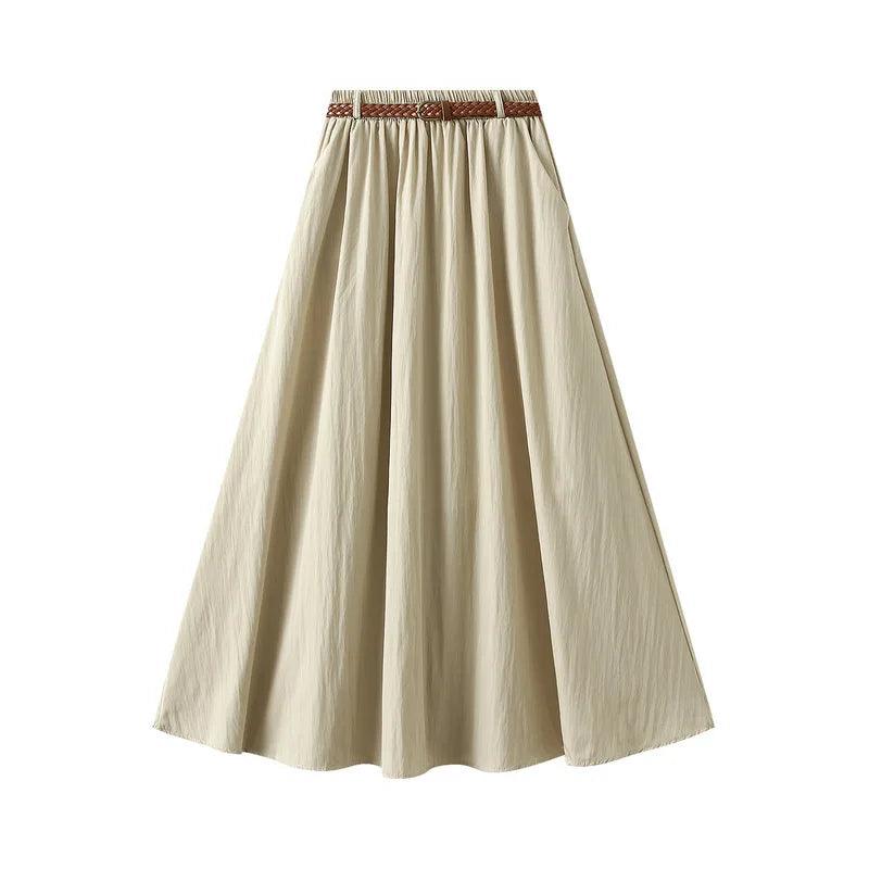 Minimalist A-Line Skirt with Belt - A-Line Skirt - Guocali