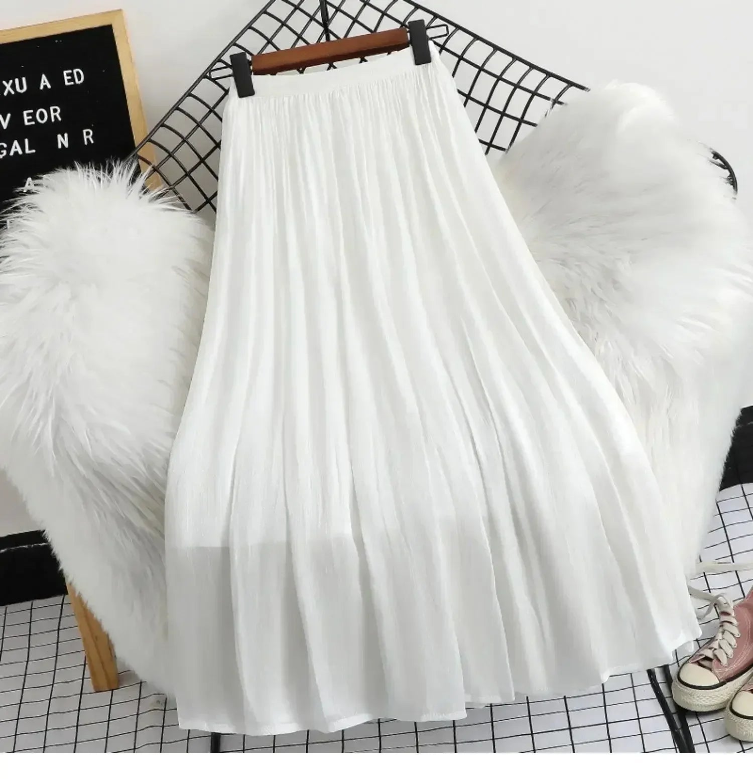 Minimalist Solid Color A-Line Skirt -Guocali