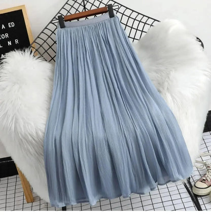 Minimalist Solid Color A-Line Skirt -Guocali