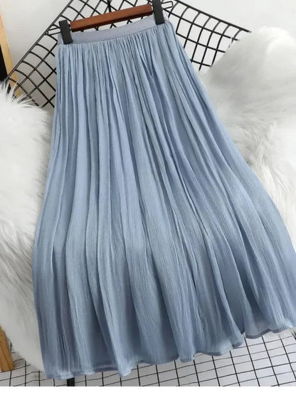 Minimalist Solid Color A-Line Skirt -Guocali