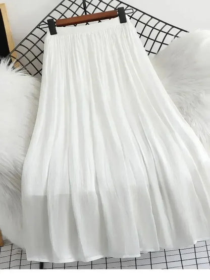 Minimalist Solid Color A-Line Skirt -Guocali