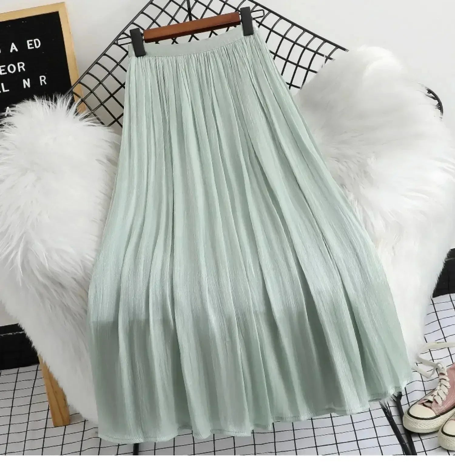 Minimalist Solid Color A-Line Skirt -Guocali