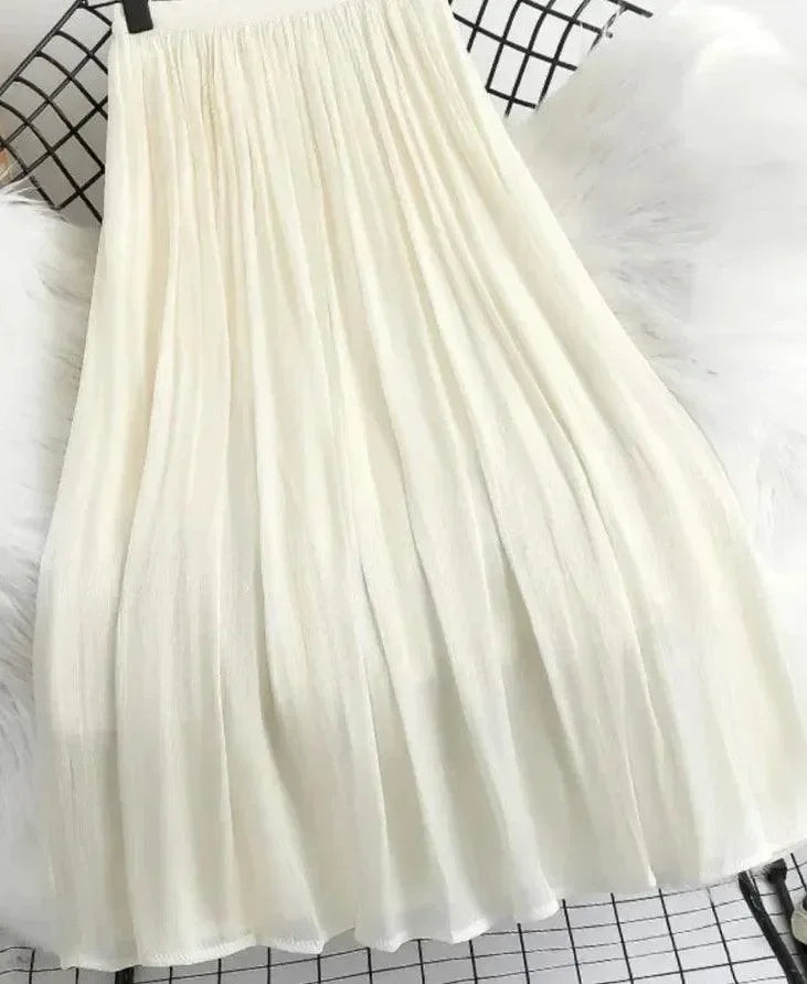 Minimalist Solid Color A-Line Skirt -Guocali