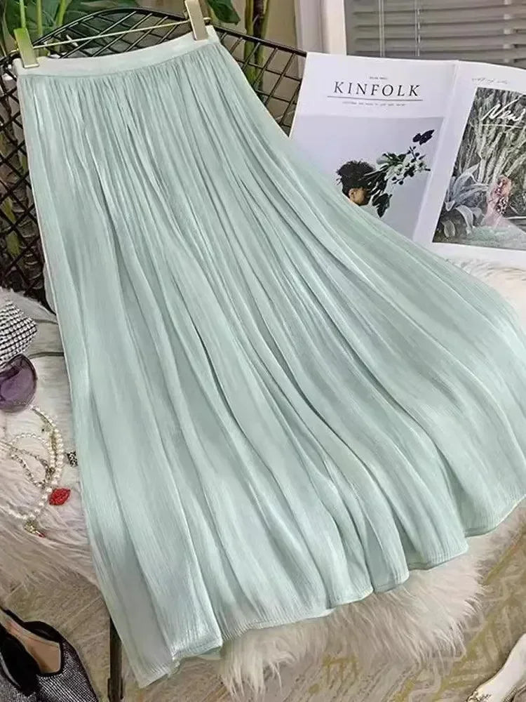 Minimalist Solid Color A-Line Skirt -Guocali