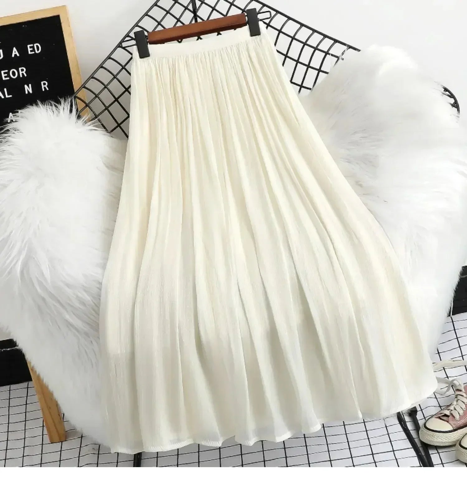 Minimalist Solid Color A-Line Skirt -Guocali