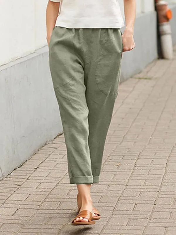 Minimalist Women's Trousers – Mid Rise Breathable -Guocali