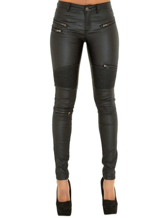 Motorcycle Pants PU Zip Skinny Pants - Motorcycle Pants - Guocali