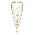 Multi-Layer Pendant Necklace - Cross and Virgin Mary -Guocali