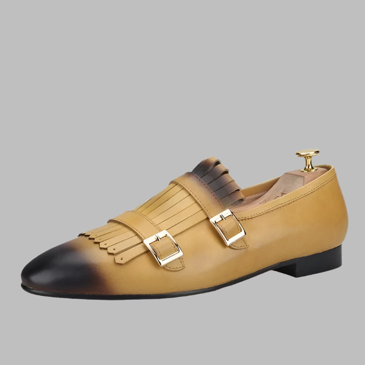 Multicolor Monk Strap Leather Loafers - Loafer Shoes - Guocali