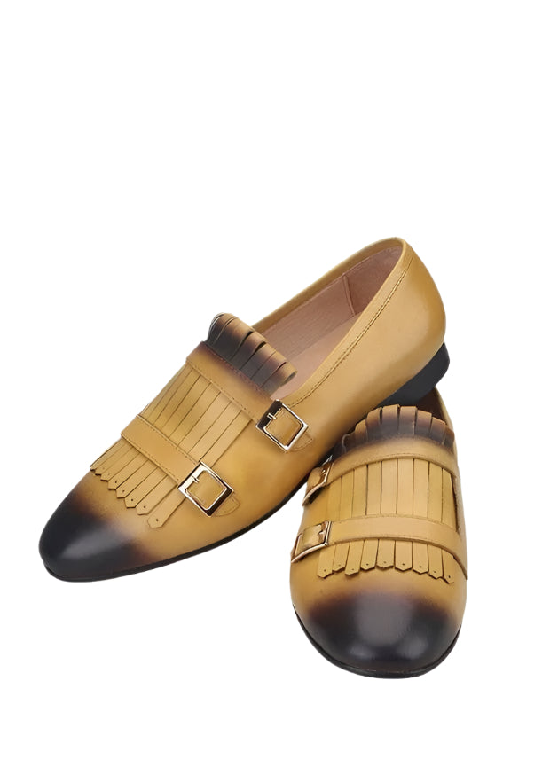 Multicolor Monk Strap Leather Loafers - Loafer Shoes - Guocali