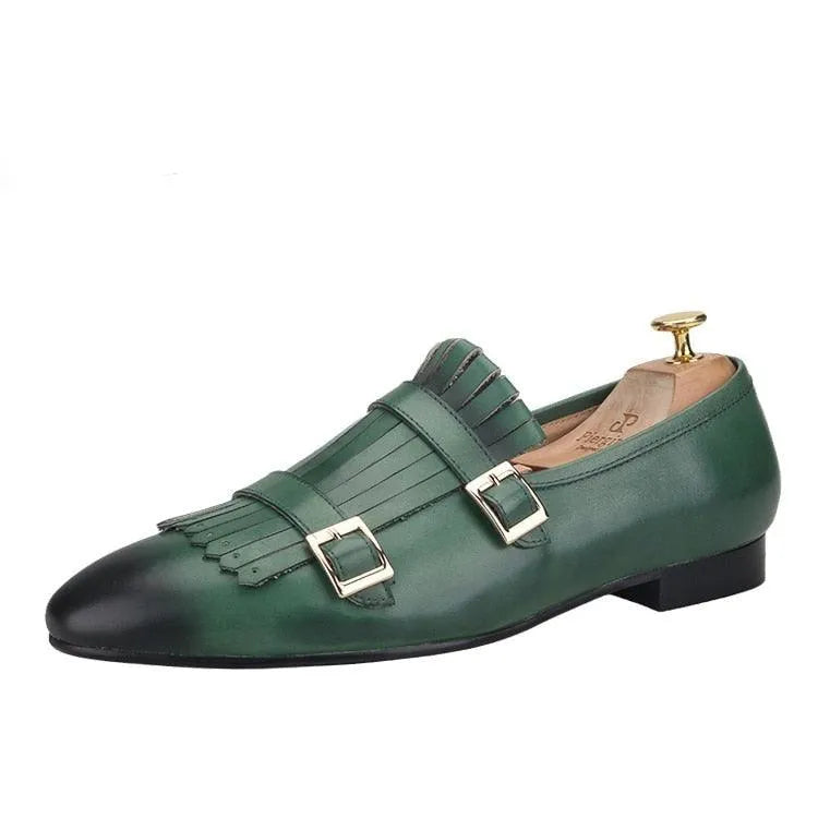 Multicolor Monk Strap Leather Loafers - Loafer Shoes - Guocali