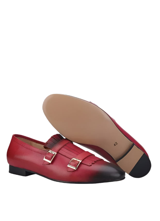 Multicolor Monk Strap Leather Loafers - Loafer Shoes - Guocali