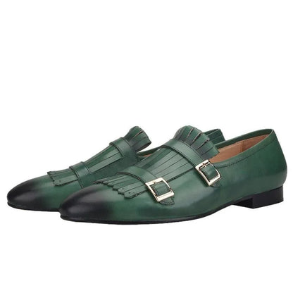 Multicolor Monk Strap Leather Loafers - Loafer Shoes - Guocali