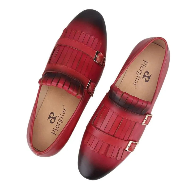 Multicolor Monk Strap Leather Loafers - Loafer Shoes - Guocali