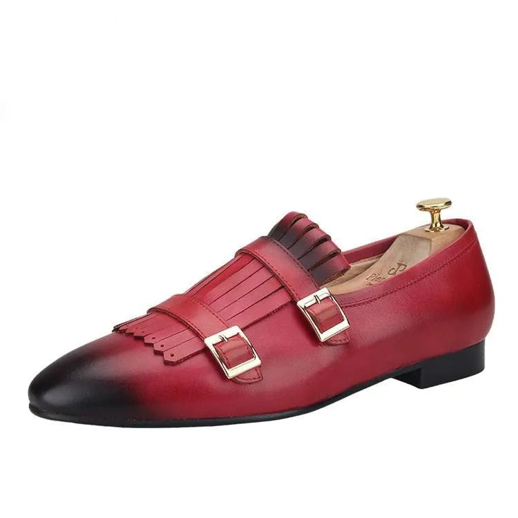 Multicolor Monk Strap Leather Loafers - Loafer Shoes - Guocali