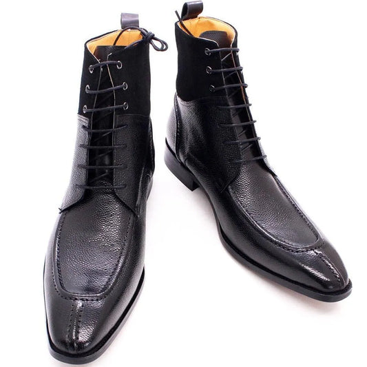 Nevan Leather LaceUp Ankle Boots -Guocali