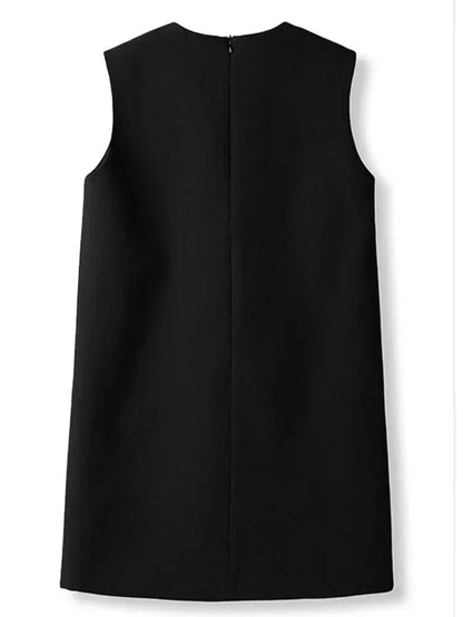 O-Neck Sleeveless Bow Beading Short Dress -Guocali