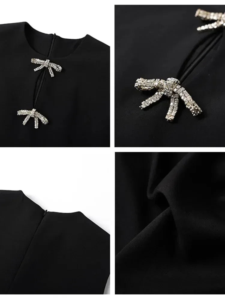 O-Neck Sleeveless Bow Beading Short Dress -Guocali