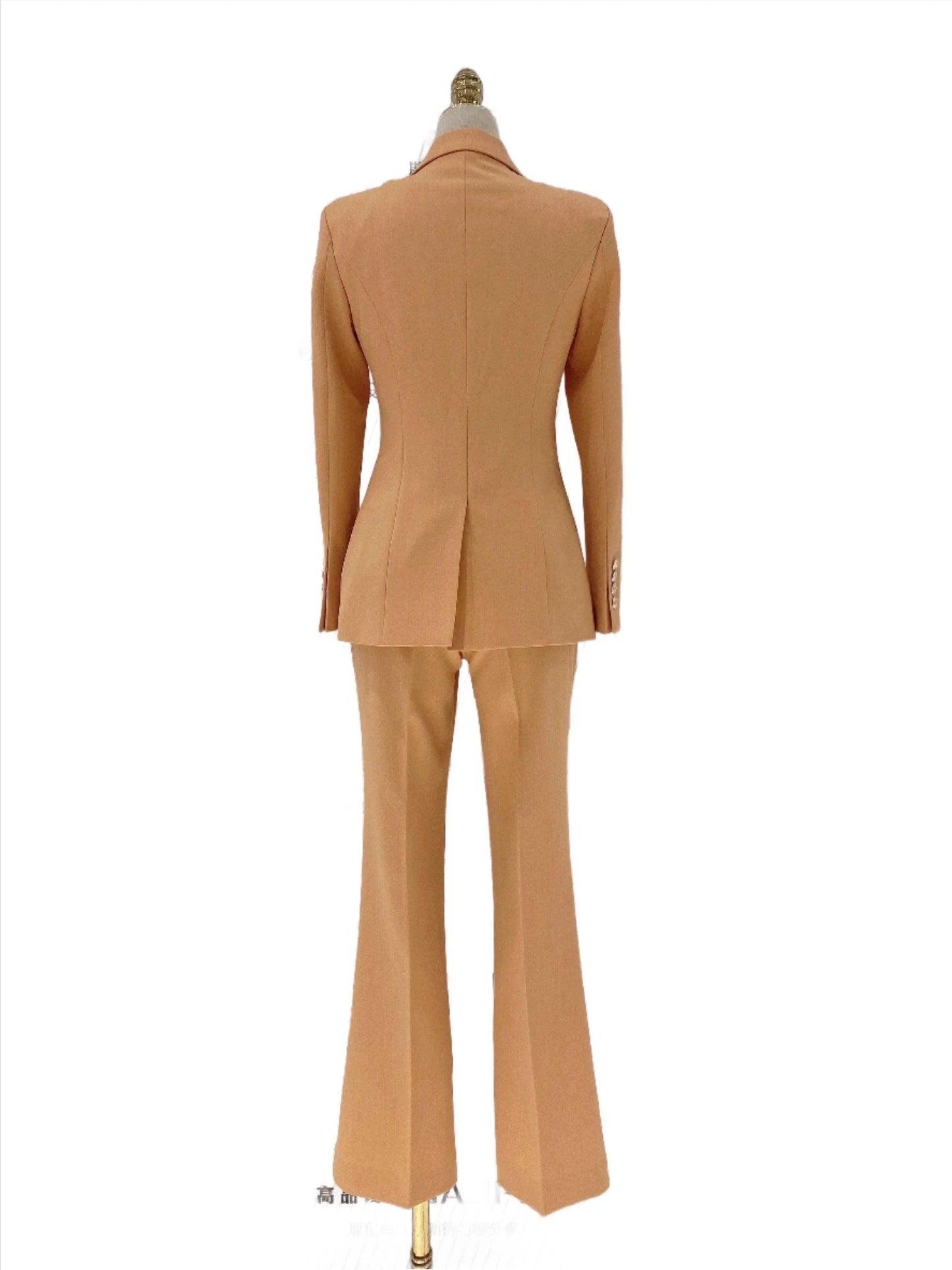 Orange Women Pant Suit - Double Breasted Trouser Suit -Guocali
