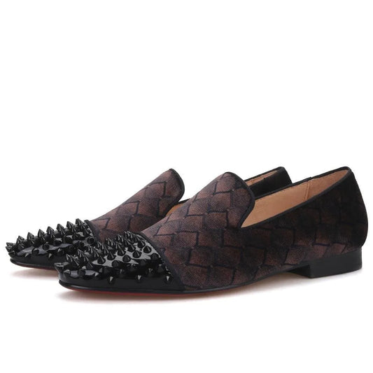 Patchwork Velvet Loafers - Men Shoes -Guocali