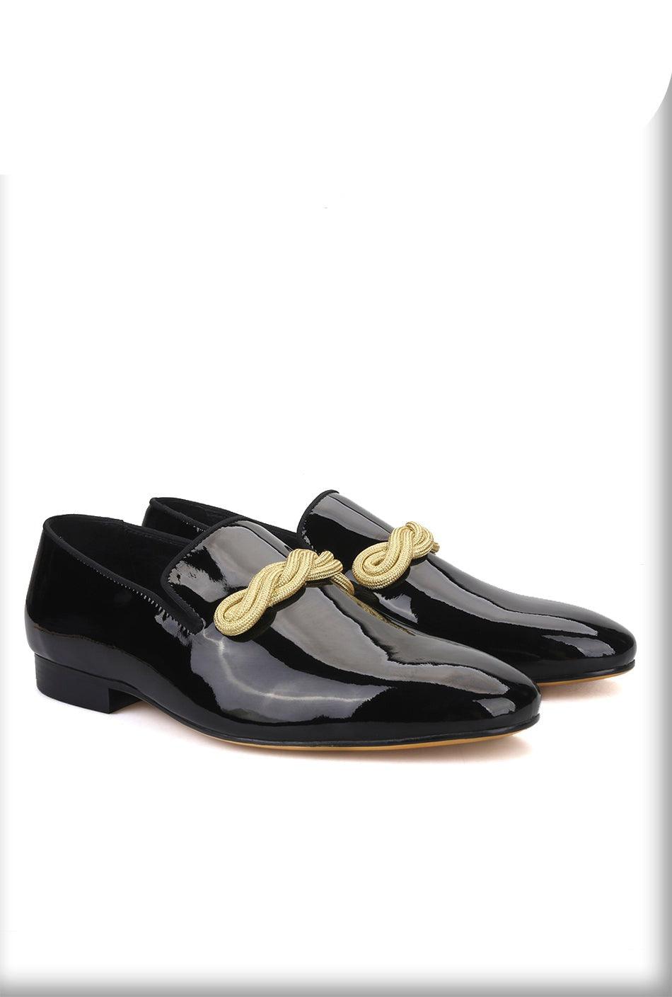 Patent Leather Men Loafers with Gold Rope - Men Shoes - Loafer Shoes - Guocali