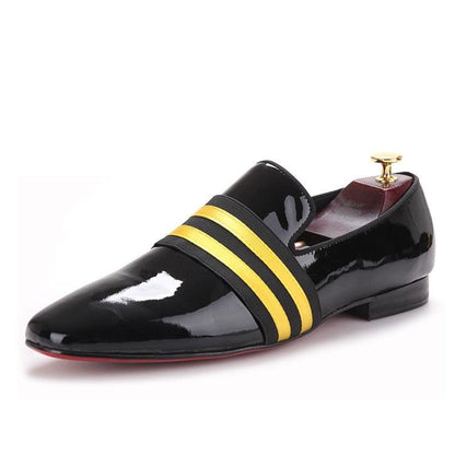 Patent Leather Men Loafers With Ribbon - Men Shoes - Loafer Shoes - Guocali