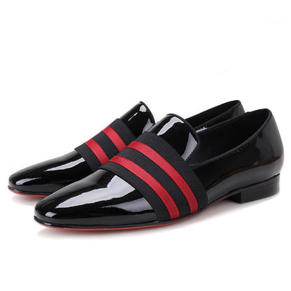 Patent Leather Men Loafers With Ribbon - Men Shoes - Loafer Shoes - Guocali