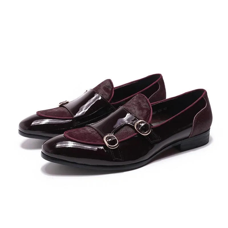 Patent Leather Monk Strap Formal Loafers - Loafer Shoes - Guocali